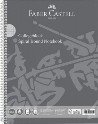 Spirálfüzet, A4, kockás, 80 lap, perforált, lyukasztott, FABER-CASTELL