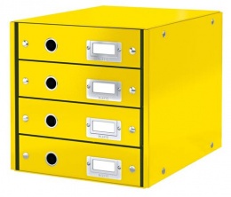 Irattároló, laminált karton, 4 fiókos, LEITZ "Click&Store", sárga